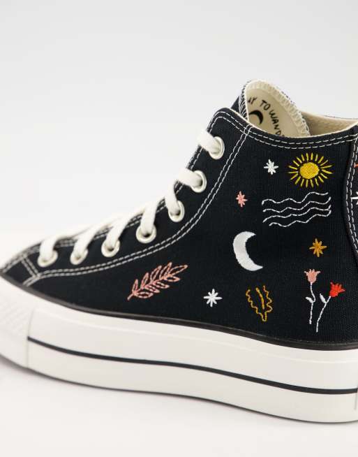 Converse Chuck Taylor All Star Hi Moon And Stars Sneaker - Black