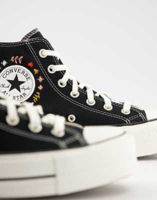 black chuck taylor all star lift hi trainers