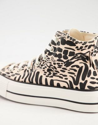converse one star pony hair leopard print sneakers