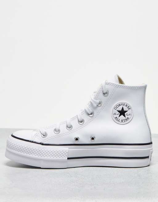 Bloeien Destructief Noordoosten Converse Chuck Taylor - All Star Lift Hi - Leren sneakers in wit | ASOS