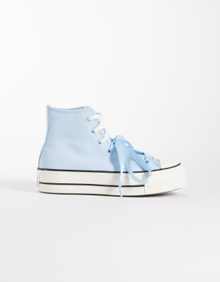 Converse Chuck Taylor All Star Lift Hi Platform Peached Canvas sneakers in blue