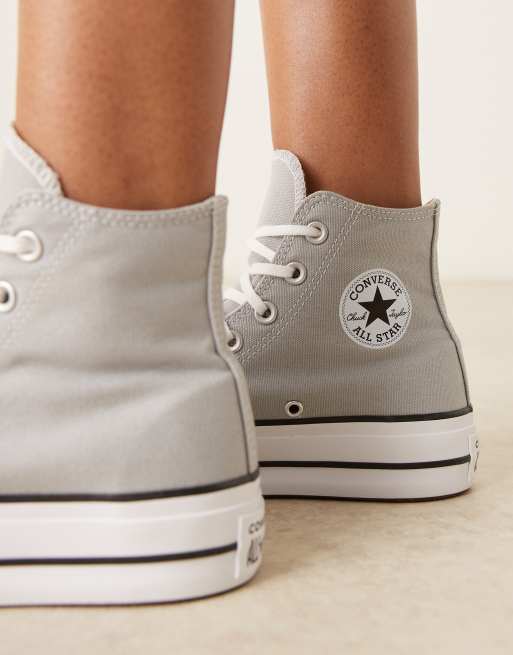 Converse Chuck Taylor All Star Lift Hi platform sneakers in grey, 4 of 5