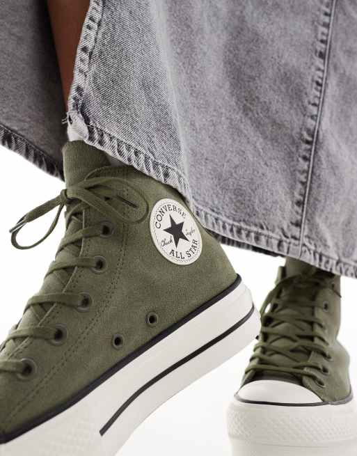 Converse Chuck Taylor All Star Lift Hi platform sneakers in olive