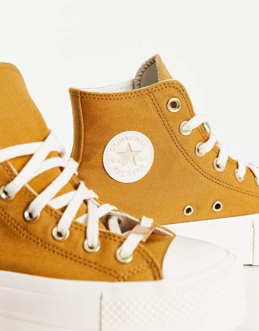 Yellow all star sale clean lift platform trainers