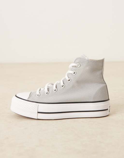 Converse Chuck Taylor All Star Lift Hi platform trainers in grey, 2 of 5