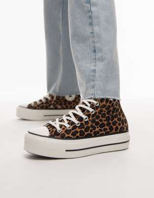  Chuck Taylor All Star Lift Hi platform trainers in leopard print
