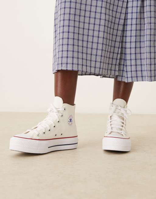 Converse Chuck Taylor All Star Lift Hi platform trainers in off white with embroidered stars, 5 of 5