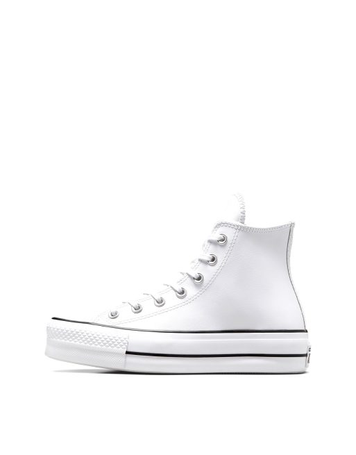 Converse Chuck Taylor All Star Lift Hi platform trainers in white leather, 4 of 4