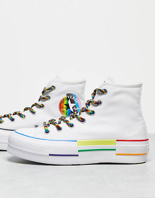 stout financiën onwettig Converse Chuck Taylor All Star Lift hi pride sneakers in white | ASOS