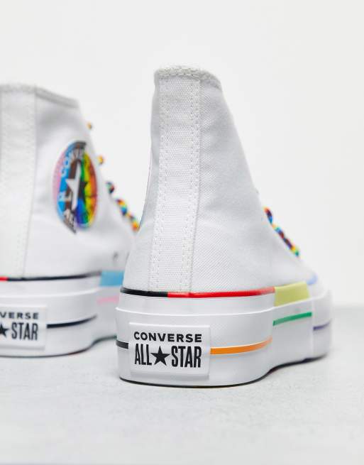 Converse Chuck Taylor All Star Lift Hi pride trainers in white WHITE ASOS