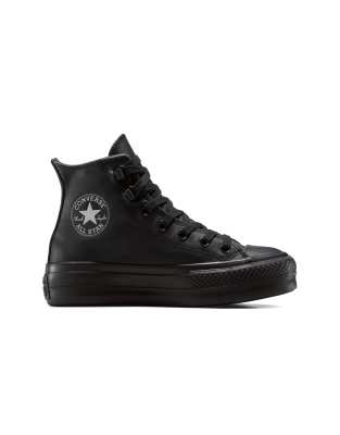Converse - Chuck Taylor All Star Lift Hi - Sneaker aus Leder in Schwarz mit Plateausohle