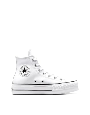 Converse - Chuck Taylor All Star Lift Hi - Sneaker aus Leder in Weiß mit Plateausohle