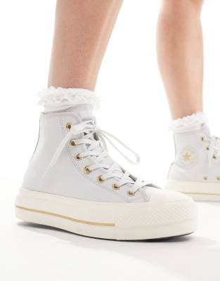 Converse - Chuck Taylor All Star Lift Hi - Sneaker in Grau mit goldenen Details