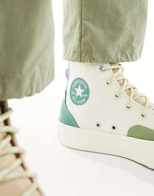 Women's shoes Converse Chuck Taylor All Star Lift Egret/ Egret/ Green Beam