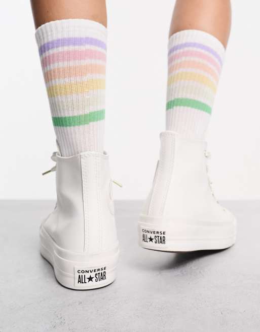 Converse Chuck Taylor All Star Lift hi sneakers in white and gold, 4 of 4