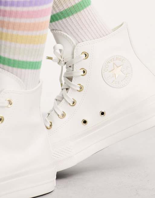 Converse Chuck Taylor - All Star Lift Hi - Sneakers in wit en goud, 2 van 4