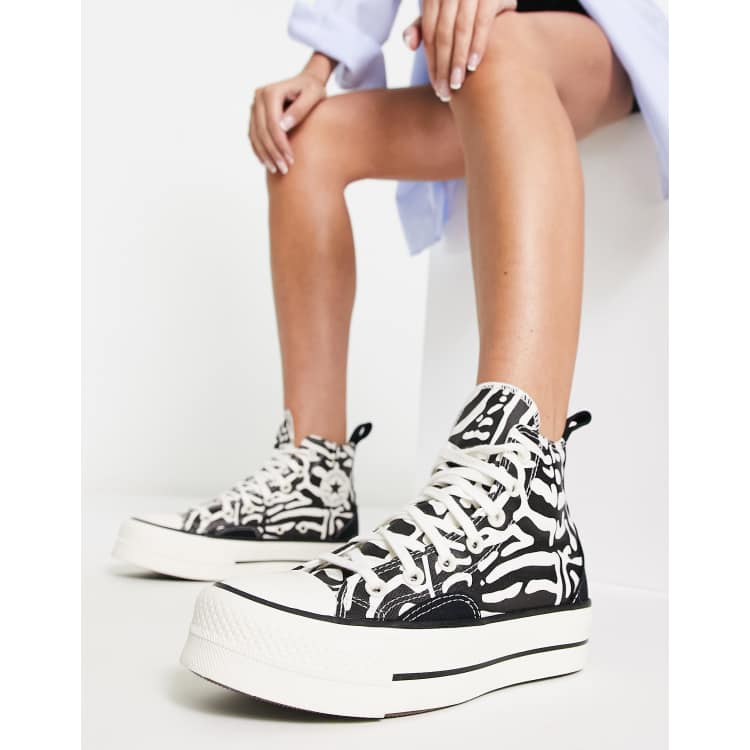 Zebra print best sale converse high tops