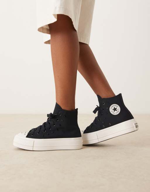 Converse Chuck Taylor All Star Lift Hi sneakers with studs in black