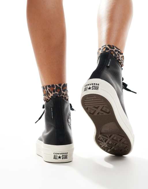 Converse Chuck Taylor - All Star Lift Hi - Sorte sneakers i læderlook, 4 af 5