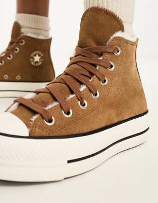 Taylor Platform Brown Converse Chuck Taylor Cosy Club Converse Chuck Taylor  All Star Lift Hi Suede Sneakers In Chestnut