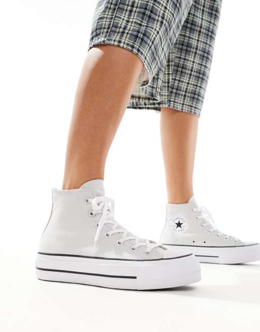 Converse Chuck Taylor All Star Lift Hi trainers in light grey ASOS