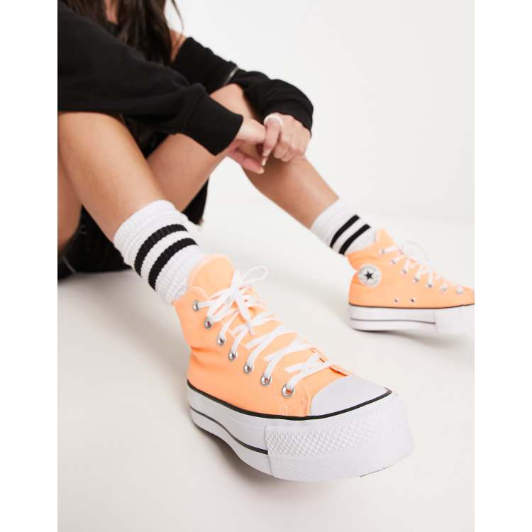 Womens orange converse store high tops