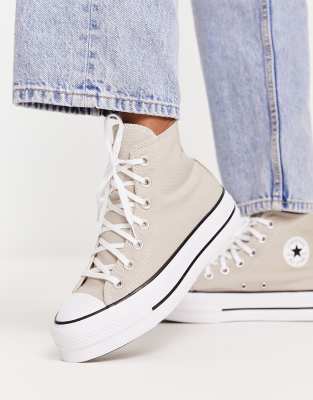 Converse Chuck Taylor All Star Lift Hi trainers in stone - ASOS Price Checker