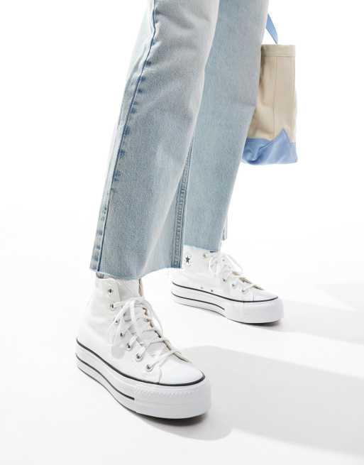 Converse Chuck Taylor - All Star Lift Hi - Wide Fit - Hvide flatform-sneakers, 5 af 5