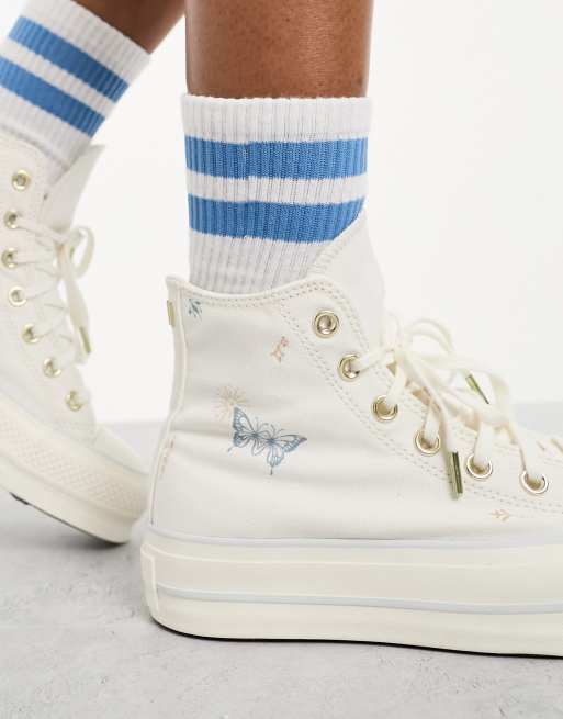 Converse Chuck Taylor - All Star Lift - Hvide sneakers med broderi , 2 af 4