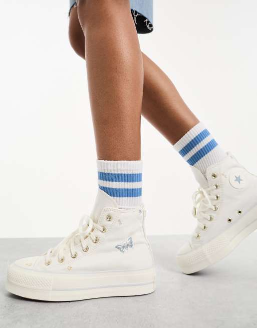 Converse Chuck Taylor - All Star Lift - Hvide sneakers med broderi , 4 af 4