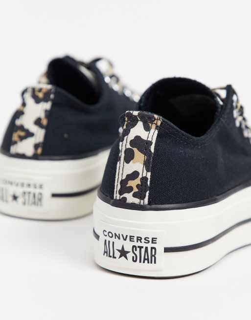 Converse Chuck Taylor All Star Lift Ox Archive Leopard print sneakers in black