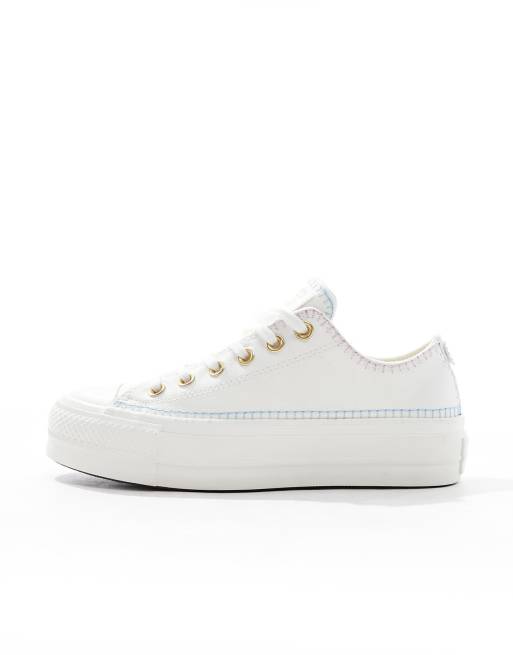 Converse Chuck Taylor - All Star Lift Ox - Hvide flatform-sneakers med syninger, 2 af 5