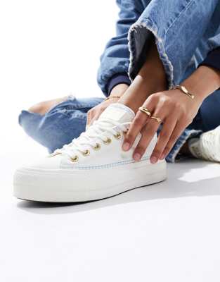 Chuck Taylor All Star Lift Ox Platform sneakers with crafted stitching in white