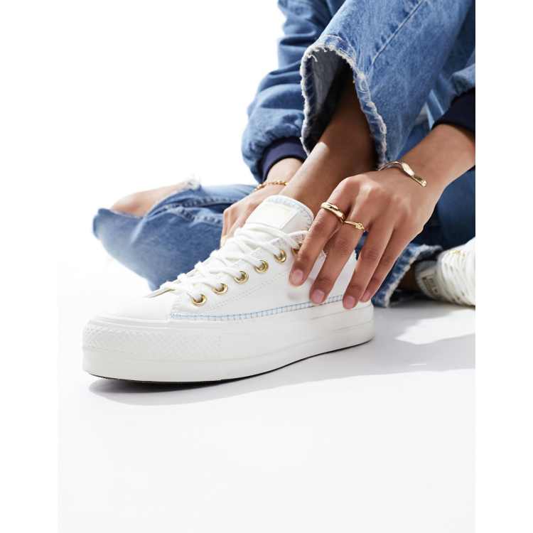 Converse chuck taylor all star platform ox trainers in white on sale