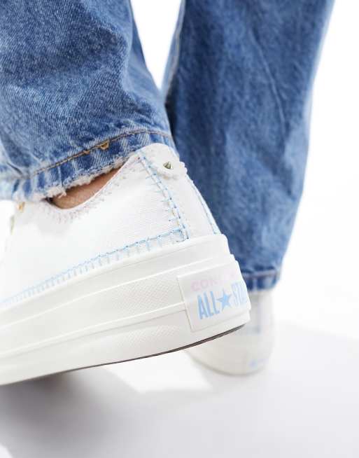 Converse – Chuck Taylor All Star Lift Ox Platform – Vita sneakers med dekorativ söm, 3 av 5