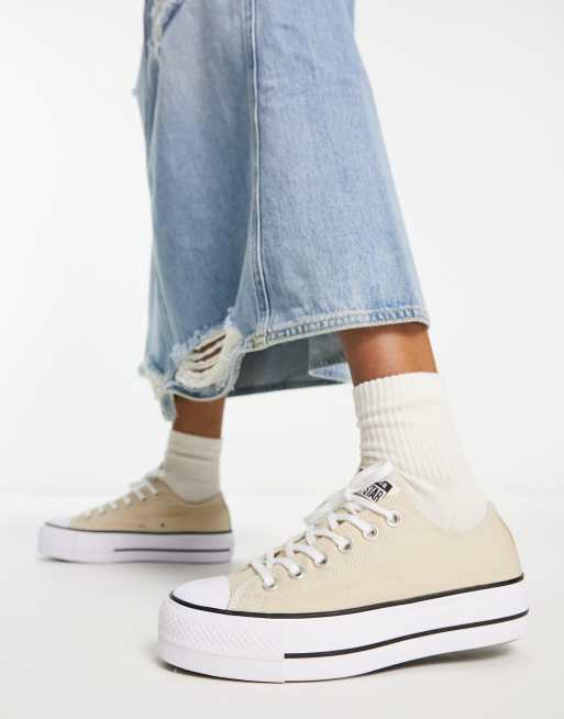 Converse - Chuck Taylor All Star Lift Ox - Sneakers beige con suola platform