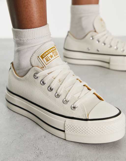 Converse Chuck Taylor - All Star Lift Ox - Sneakers van denim met plateauzool in gebroken wit, 2 van 4