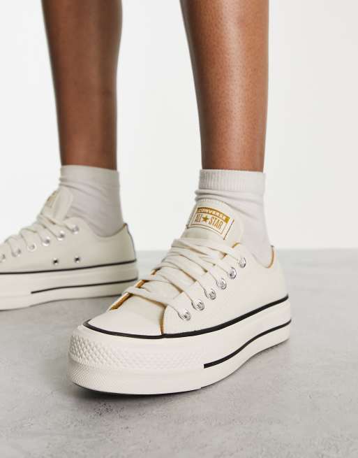 Converse Chuck Taylor - All Star Lift Ox - Sneakers van denim met plateauzool in gebroken wit, 3 van 4