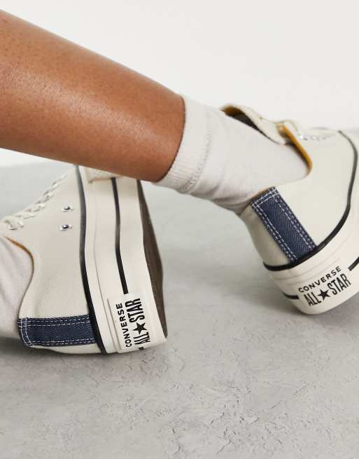 Converse Chuck Taylor - All Star Lift Ox - Sneakers van denim met plateauzool in gebroken wit, 4 van 4
