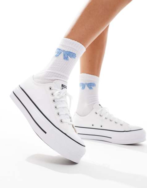 Converse Chuck Taylor - All Star Lift Ox - Wide Fit - Hvide flatform-sneakers - view 1