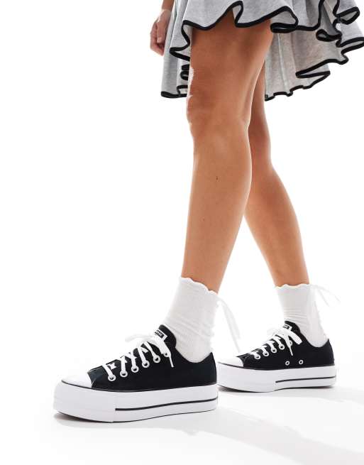 Converse Chuck Taylor All Star Lift Ox Wide Fit trainers in black ASOS