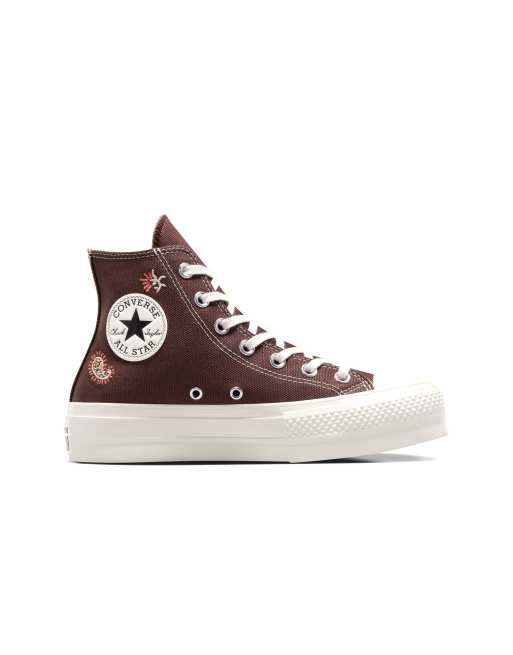 Converse Chuck Taylor All Star Lift Platform Crafted Evolution Baskets a semelle plateforme Marron terre