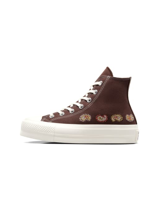 Converse Chuck Taylor All Star Lift Platform Crafted Evolution Baskets semelle plateforme Marron terre