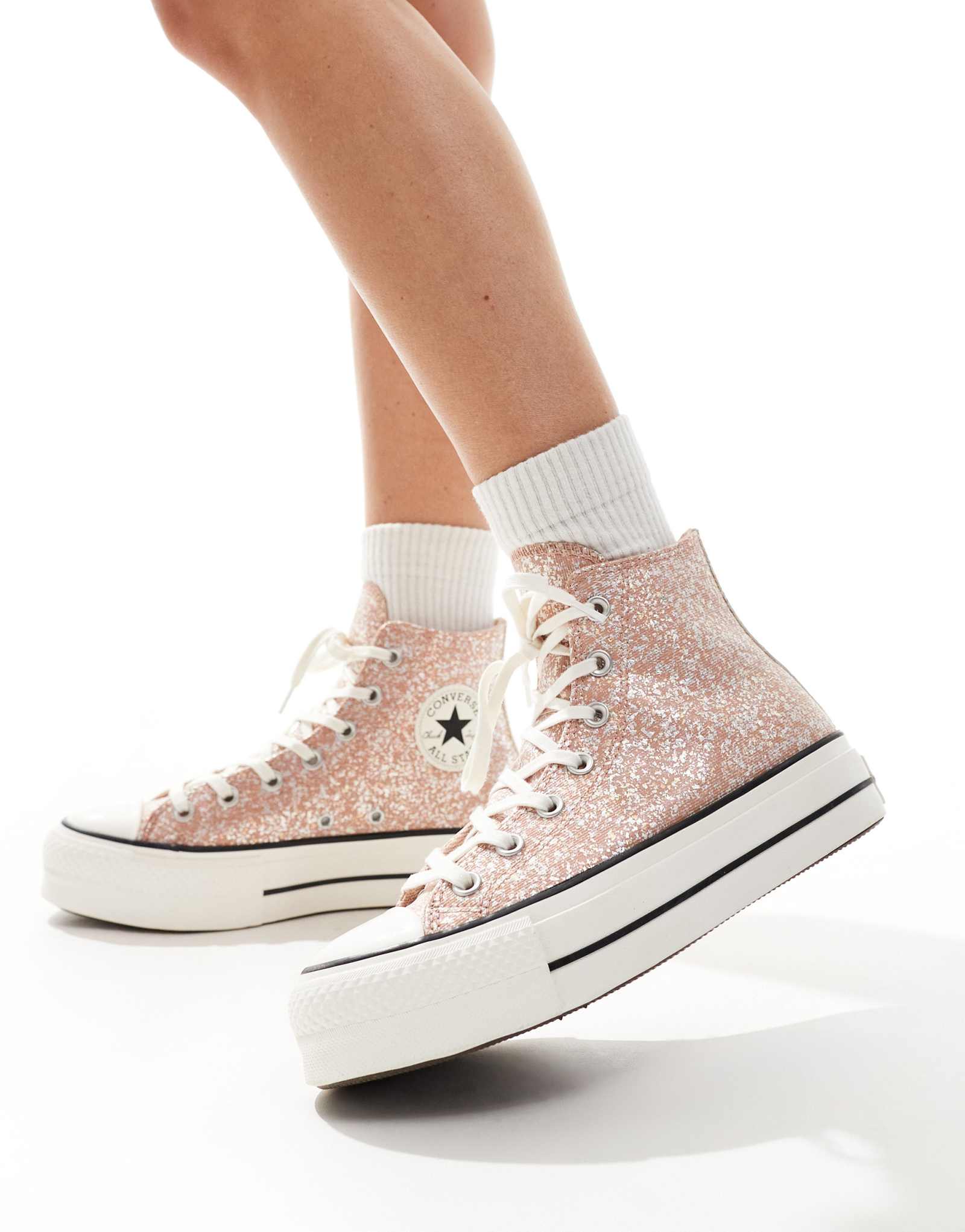 Блестящие кроссовки Converse Chuck Taylor на платформе All Star Lift розового цвета