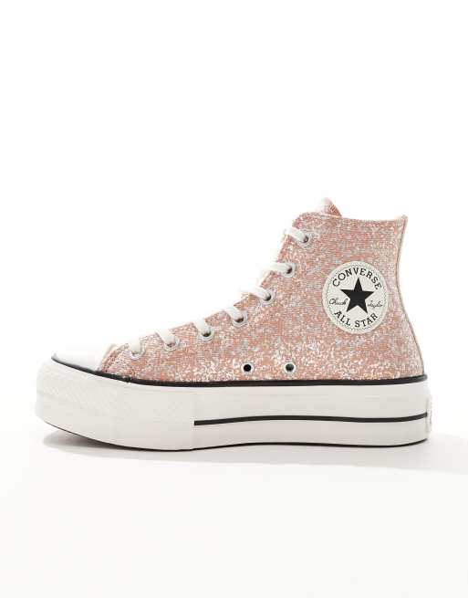 Converse Chuck Taylor All Star Lift Platform Glitter sneaker in pink ASOS