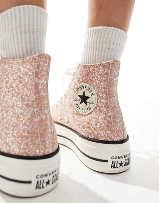 Converse Chuck Taylor All Star Lift Platform Glitter sneaker in pink ASOS