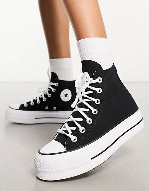 Converse Chuck Taylor All Star Lift platform hi sneakers in black | ASOS
