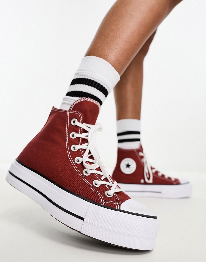Converse Chuck Taylor All Star Lift Platform Hi Sneakers In Burgundy-red