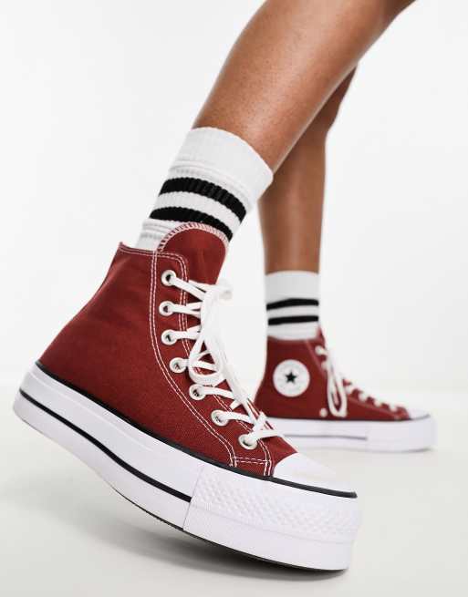 Burgundy hot sale converse boots