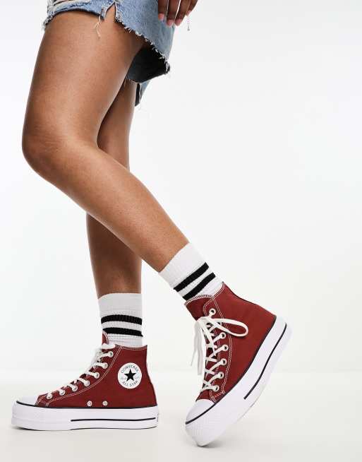 Maroon converse high tops womens sale